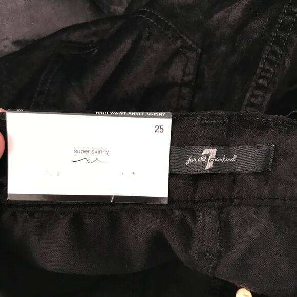 7 For All Mankind Velvet Pants Size 25 Black Victorian Academia Whimsigoth Dark - Picture 11 of 14